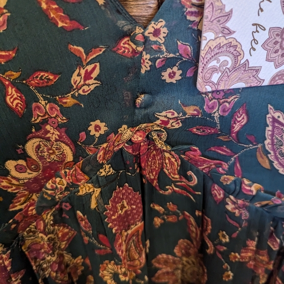 NWT Teal and Burgundy  Band Of The Free Maxi Sundress with Long Sleeves - Picture 5 of 9